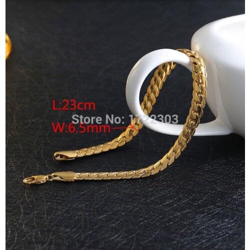 Bangrui New Twisted Chain Bracelet Gold filled 23cm Wholesale 6.5MM Width Rope Chain Mens Bracelet Jewelry Snake couple jewelry