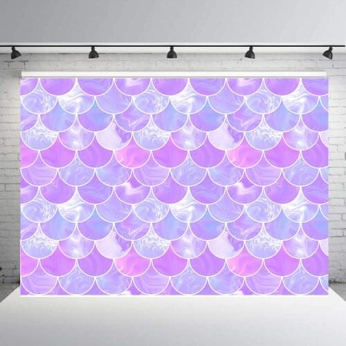 BEIPOTO Mermaid purple scale Backdrop for photography girl birthday party banner decor cake table supply photo background B-281