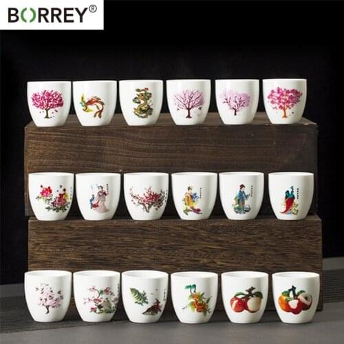 BORREY 120ML Magic Teacup Heat Sensitive Ceramic Coffee Mugs Kung Fu Color Changing Cup Heat Revealing Puer Tea art Tea Set Gift