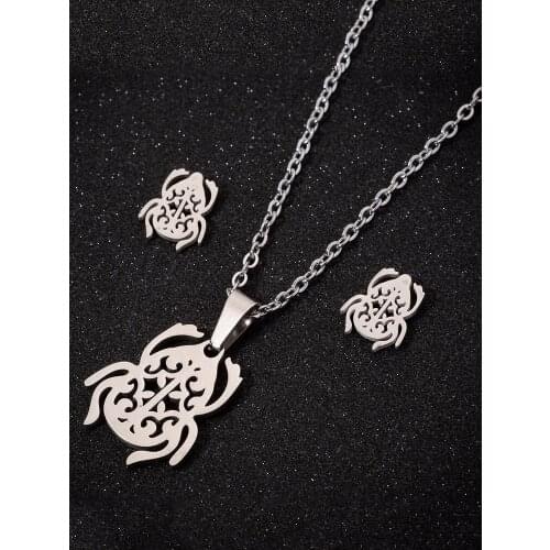 Sasusp Stainless Steel Cartoon Two-Dimensional Beetle Necklaces Set Insect Chain Necklace For Kids Men and Women Christmas Gifts