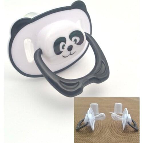 Panda Baby Pacifier Nipple Dummy Pacifier Baby Food Grade PP Silicone Soother Toddler Orthodontic Nipples with Ring Teether
