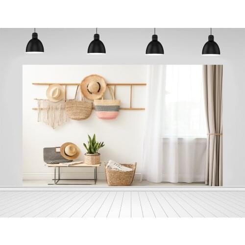 Scopiso White Backdrops For Photography Rural Farm Cozy Life Decor Hat Basket Curtain Window Interior Background Photo Studio