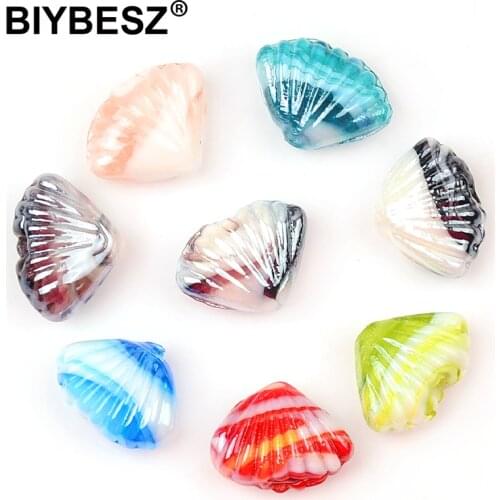 5 Pieces of Scallop-shaped Glazed Beads Contrasting Sea Shell Charm Beads For Making Seaside Jewelry DIY