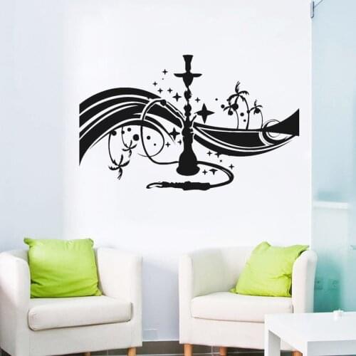 Hookah Shisha Cafe Bar Lounge Wall Decal Bedroom Arabic Vinyl Wall Art Sticker Living Room Self Adhesive Wall Decor Decals D449