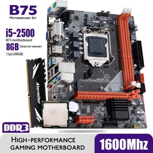 Atermiter B75 Motherboard Set With Intel Core I5 2500 1 x 8GB = 8GB 1600MHz DDR3 Desktop Memory Heat Sink USB3.0 SATA3