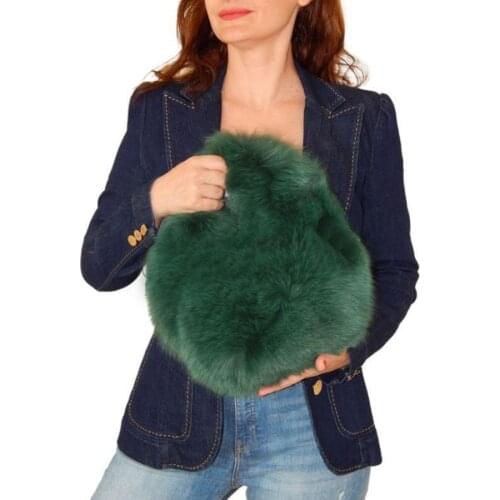 Top Selling Fox Handfur Handbag Women Fashion Tote Bag Autumn Winter Fluffy Fur Tote Purse Multicolor To Choose