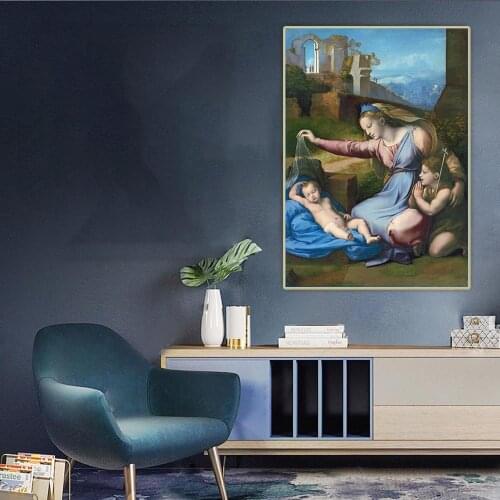 Madonna with a blue diadem by Raffaello Santi Canvas Oil Painting Aesthetics Picture Backdrop Wall Hanging Decor Home Decoration