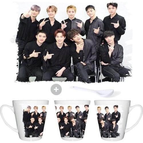 MERCHANDMANIA Cup CONICA EXO KOREA KO KO BOP KPOP spoon picnic tea personalized washable dishwasher ceramic gift