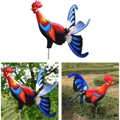 Handmade Metal Windmill Rooster Wind Spinners Statue Outdoor Garden Lawn Courtyard Decoration Ornament