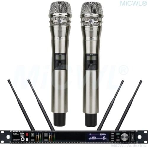 MiCWL UR24D True Diversity Audio Wireless Microphone 2 KSM8 Handheld Digital Stage Vocal Concert System 4 Aerial Large Range