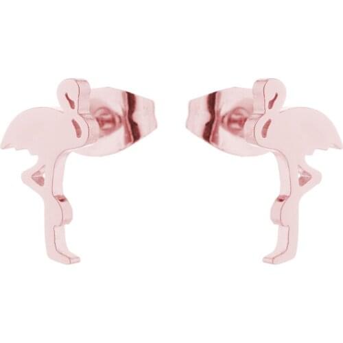 Cute Stainless Steel Mini Flamingo Earring Stud Earings Minimast Animal Bird Ear Bijoux Women Gift Pendientes Jewelry Ornaments