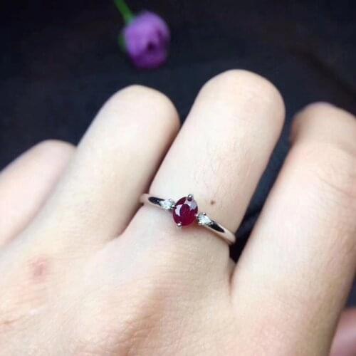 Natural ruby ring Free shipping Natural real ruby 925 sterling silver Finger rings 4*5mm Gem