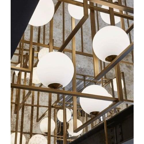 New Atmospheric Custom Box Combination Art Geometric Metal Frame Ceiling Chandelier at Sales Office