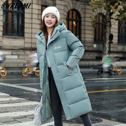 SWREDMI 2021 New Casual Long Parkas Female Students Warm Cotton Padded Jacket Coat Women Plus Size S-3XL Clothing High Street