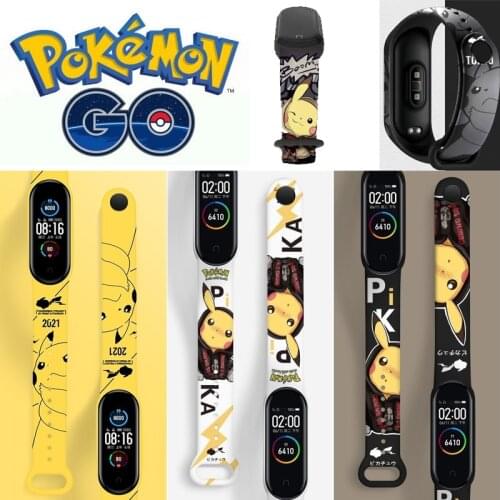 New Pokemon Pikachu Mi Band Strap Suitable for Millet Bracelet Strap 4 3 5 6 Graffiti Silicone Bracelet Anime Replacement Strap
