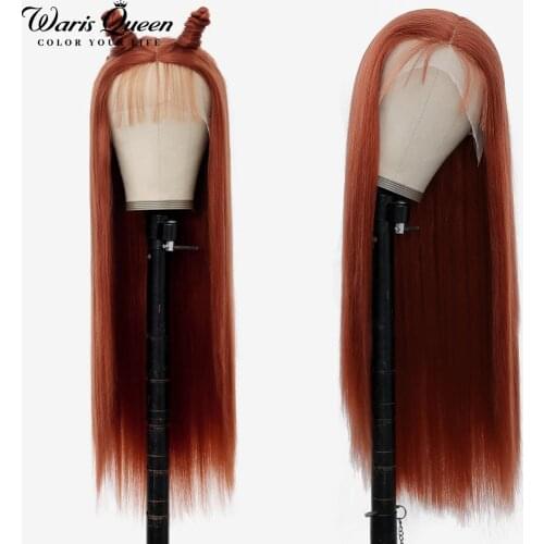 Straight Lace Front Wig Synthetic Natural Hair Orange 350 Cosplay 26 Inch Heat Resistant 13X4X1 T Part HD Frontal Wigs For Women
