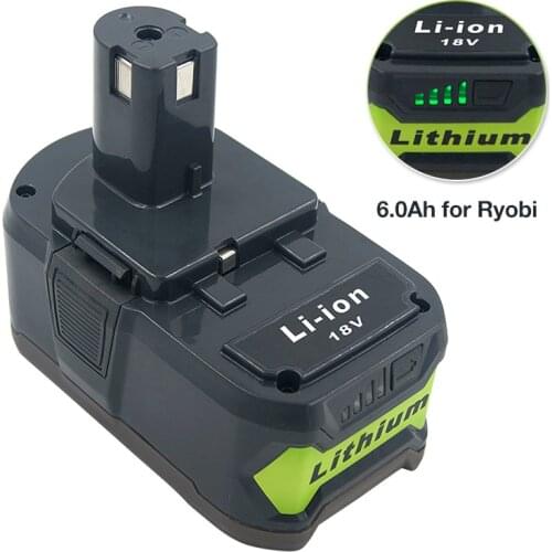 P105 P108 Rechargeable Battery 18V 6000mAh Li-ion Replacement Batteries for Ryobi P100 P109 P104 BPL1820 P106 RB18L50 RB18L40