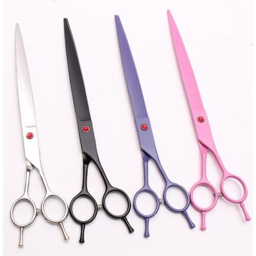 9 inch 24cm Japan 440C Red Gem Professional Dogs Cats Pets Hair Shears Hairdressing Scissors Straight Cutting Shears H4005