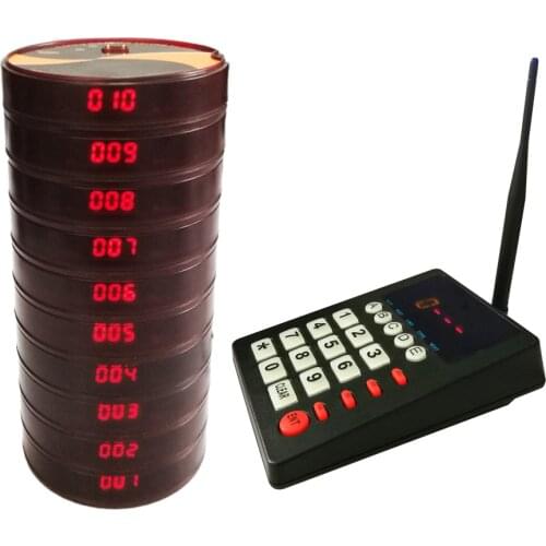 Restaurant Paging System Wireless Paging System Coaster Pager System with one keypad and 10 waterproof pager