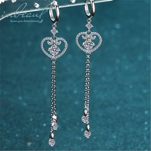 Inbeaut Excellent Cut Total 2ct Moissanite Heart Drop Earrings 925 Silver Pass Diamond Test D Moissanite Engagement Earrings