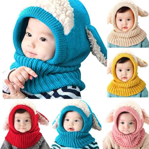 Winter Autumn Newborn Kids Baby Boy Girl Fur Pom Hat Winter Warm Knit Bobble Beanie Cap Scarf