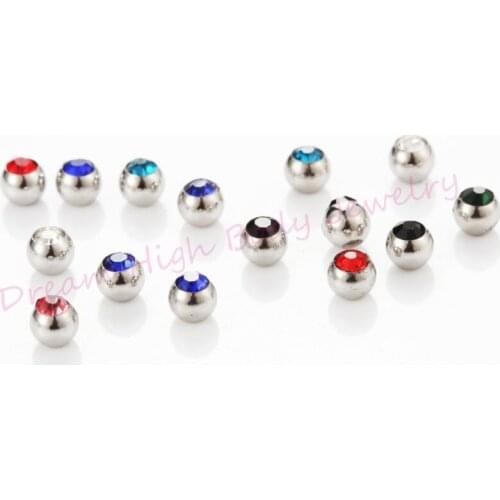 Gem Balls 3mm 4mm 6mm Crystal Lip Tragus Studs Ear Helix Labret Bars 1.2mm 16g 14g Clear Gems Screw Eyebrow Body Jewelry