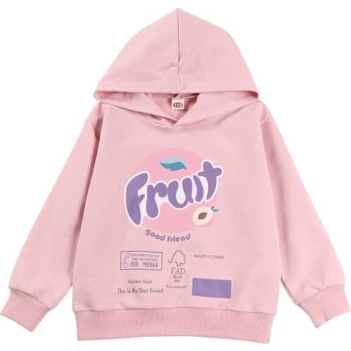 Qunq Girls Hoodies 2021 New Spring Fall Kids Tops Clothes for Girl Fruit Flower Print Cotton Toddler Teens Children Pullovers
