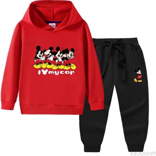 Disney Mickey Mouse Boys Girls Hoodies Tracksuit Fashion Kids Hooded Toddler Girls cartoon printing Outfits sweatsuit