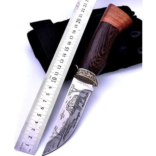 Outdoor high hardness fruit knife, survival multi-function saber, small straight knife, camping knife