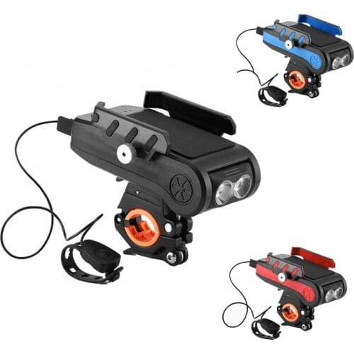 Bicycle four-in-one headlamp mobile phone holder horn charging mobile power supply фонарь велосипедный lanterna bicicleta