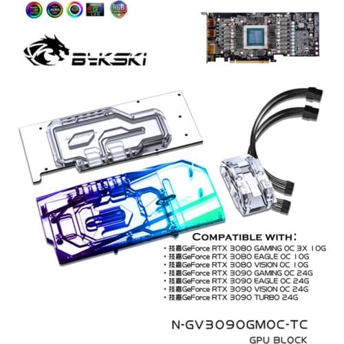 Bykski Water Block use for GIGABYTE RTX 3080 GAMING OC 3X 10G / 3090 EAGLE OC / TURBO GPU / Video Card Block / Backplate Cooling