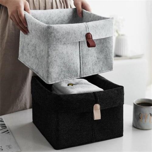 Felt Storage Basket 1pc Living Room Tea Table Black Gray Sundries Storage Basket Cloth Felt Storage Box Bedroom Socks Storage