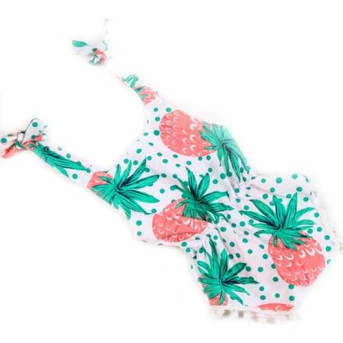Pineapple Prints Baby Romper Vintage Baby Girls playsuit Floral printes Baby Swag Rompers with Headband baby girl clothes