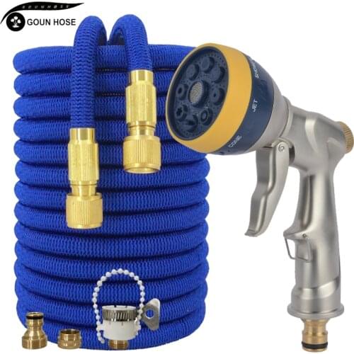 Hot Sale Garden Magic Hose Hhigh Pressure Telescopic Hose Flexible Plastic Car Wash Hose Metal Spray Gun Outdoor Garden Watering