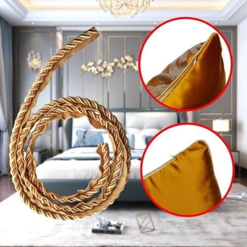 1M European-style Pillow Cushion Lace Accessories Rolling Rope Gold Decoration Four-strand Rope 1Meter Twist Tied Width 7MM Rope