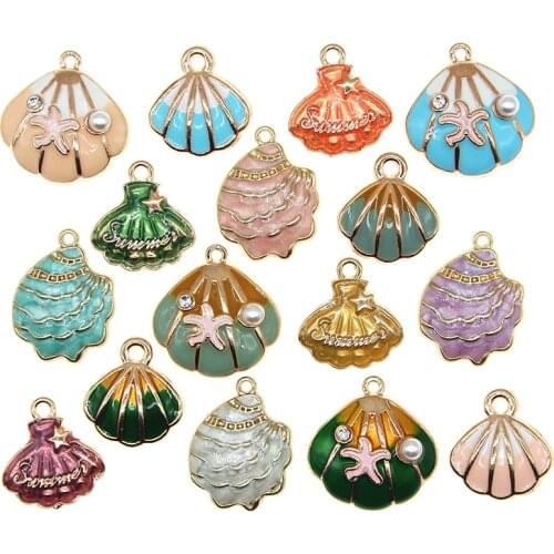 10pcs/lot Enamel Shell Alloy Charm Pendants For Women Earring Jewelry Making Fit Bracelet & Necklace DIY Jewelry Findings XL1061