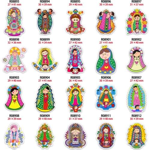 10pcs/lot Beautiful Virgencita Cartoon Printed for Hair Bows Planar Resin Crafts R0889 R0890 R0891