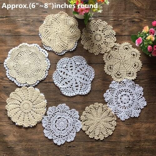 12Pcs Hand Crochet Lace Doilies for Table Decor 6-8 Inches 100% Handmade Vintage Round Lace Doilies Placemats
