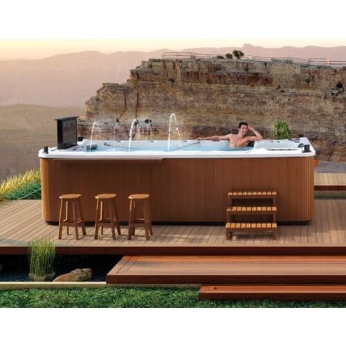 4.8 Meter USA Acrylic Endless Swimming Pool/ Outdoor Used Swim Spa/ Balboa System Poo M-3370