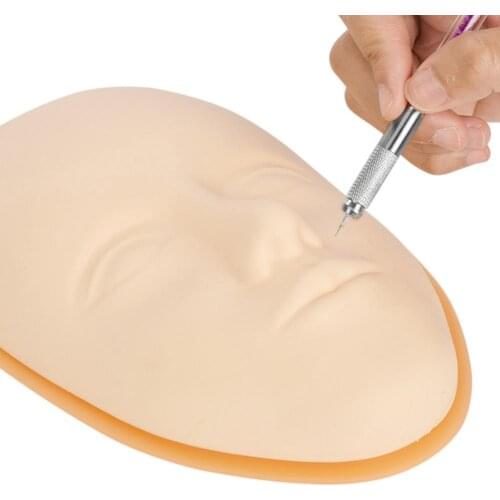 5D Facial Tattoo Training Head Silicone Practice Permanent Makeup Lip Eyebrow Tattoo Skin Mannequin Doll Face Head