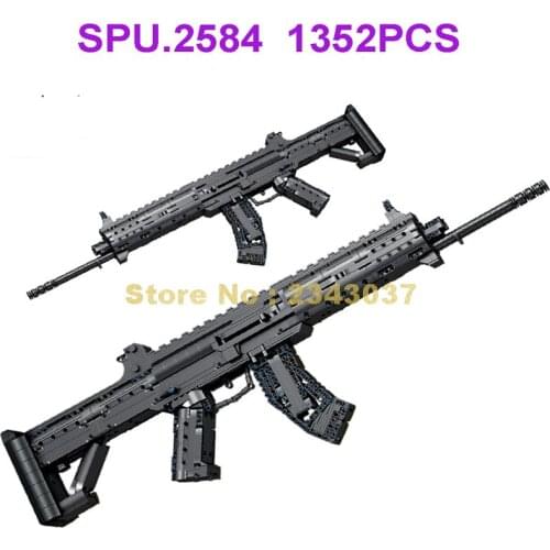 670008 1352pcs Military Weapon Gun Parade Rifle With Bullet Building Blocks Toy