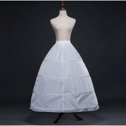 White 4 Hoops Ball Gown Petticoat Wedding Accessories Bride Crinoline Cheap Long Underskirt Velos De Novia Voile De Mariee