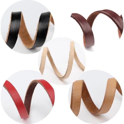 Louleur 5meter/lot Black Genuine Cow Flat Leather Cord 3mm 5mm 8mm 10mm Leather Rope For Bracelet Diy Jewelry Making Findings