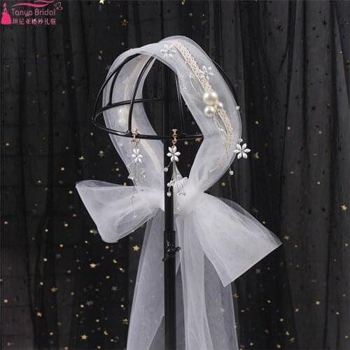 Ivory tulle Headwear With pearls and lace Vintage Hats Accessories Bridal Headband Hair pin ZH055