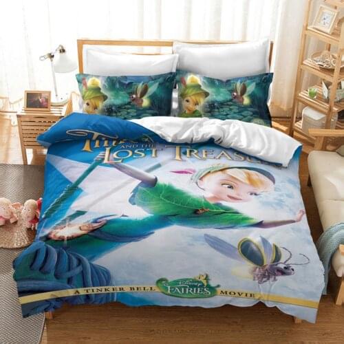 Disney Peterpan Tinker Bell Bedding Set Duvet Cover and Pillowcase Twin Full Queen King Size Bed Set Comforter Set for Bedding