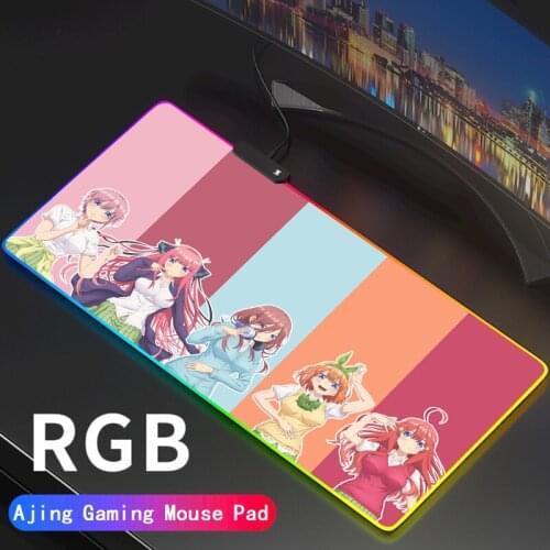 The Quintessential Quintuplets Mouse Pad LED RGB Big Size XXL Gamer Pad Play Mats Gaming for Keyboard Laptop Computer PC