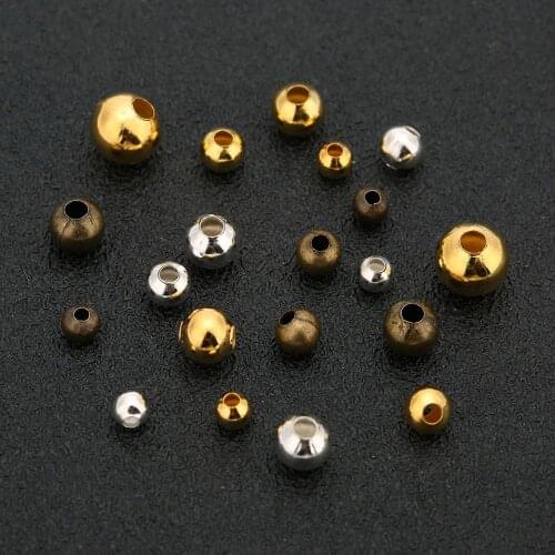 1pack Round Loose Iron Metal Spacer Beads Lot 3 4 5 6mm Gold Silver Big Hole Bracelet Beads For Craft Jewelry Making Findings