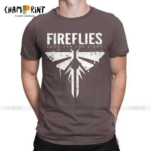Cool Fireflies T-Shirt for Men O Neck Cotton T Shirt The Last of Us Game Short Sleeve Tee Shirt Plus Size Clothing