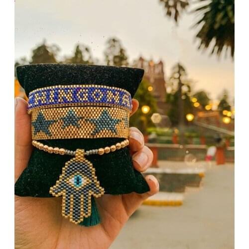 Hot Sale Newest Fashionable Multicolor Miyuki Bracelet Accessories with Turkey Eye Pattern Bracelet Bangle For Women