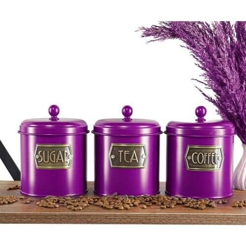 The Mia Tur0008 Small Size Tea Sugar Coffee Storage Jar Purple